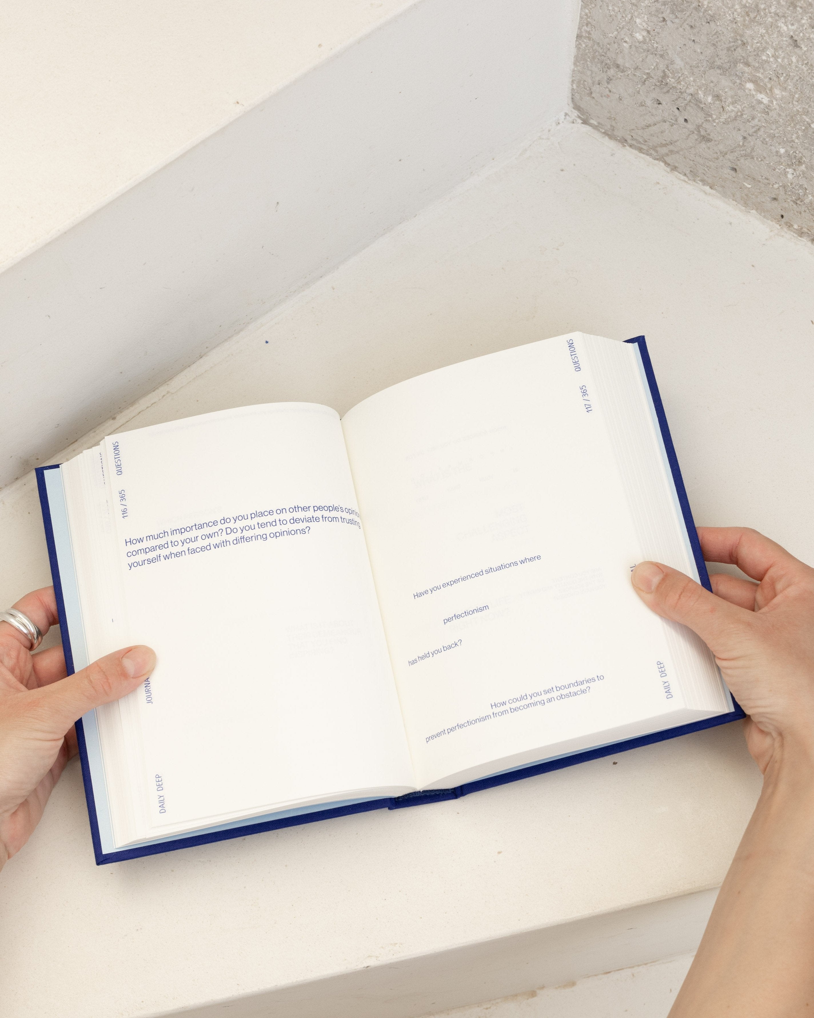best modern self-care journal in blue, perfect gift for mindful friends or journaling beginners